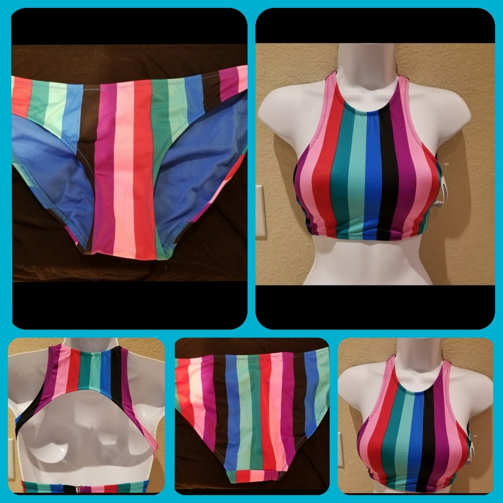 Multicolor Striped 2 Piece Swim / Colorful Bikini